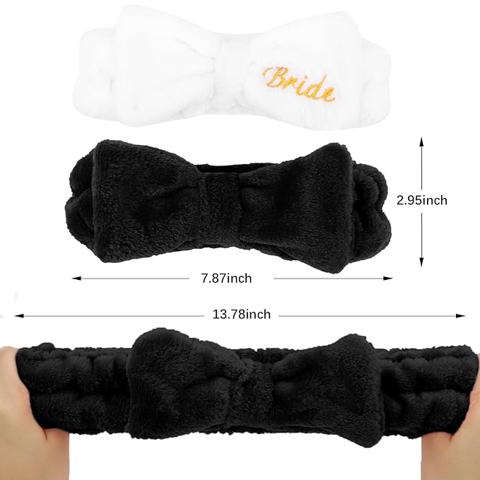 Jaciya Bachelorette Party Favors Spa Makeup Headband 8 Packs Bride Bridesmaid Headband Bridal Shower Gifts Wedding Hair Accessories(White,Black)