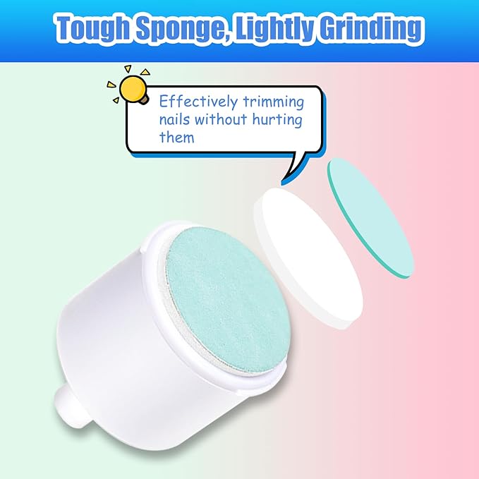 Replacement Pads Compatible with Frida Baby Electric Nail Buffer, 24 Pieces Baby Nail Trimmer Pads Grinding Heads Suits to Newborn and Adults (6-12, 12+ Months)