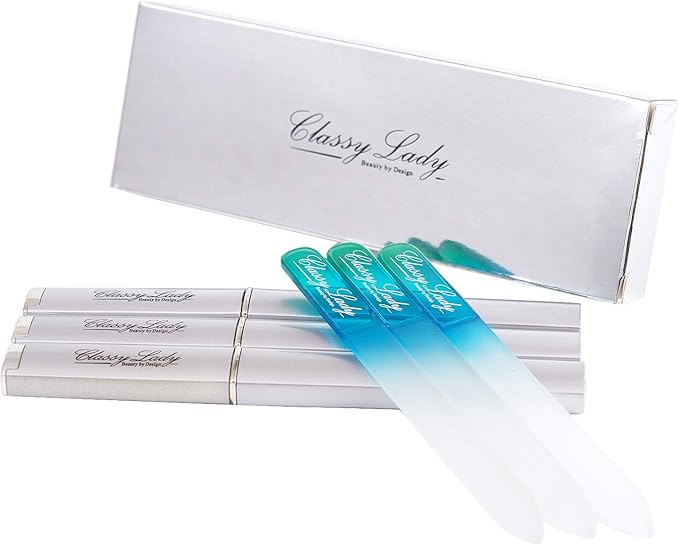 ClassyLady Beauty Glass Nail File Blue 3 Pack