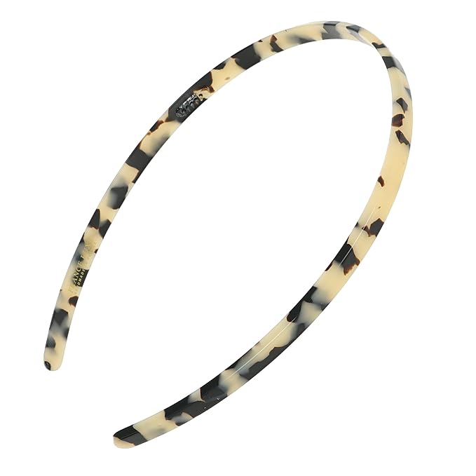 France Luxe Ultracomfort Thin Headband, 1/4”, French Classic, Non Slip Skinny Headbands for Women With Gentle Teeth, Flexible Plastic, Women's Hair Accessories, Ivory Tortoise Tokyo