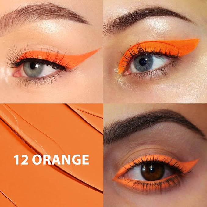 evpct 1Pcs Orange Waterproof Colored Eyeliner Liquid Eye Liner Set Long Lasiting Ultra-fine Speed Dry Colorful Liquid Eyeliner lapiz delineador de ojos contra el agua blanco para ojos de colores