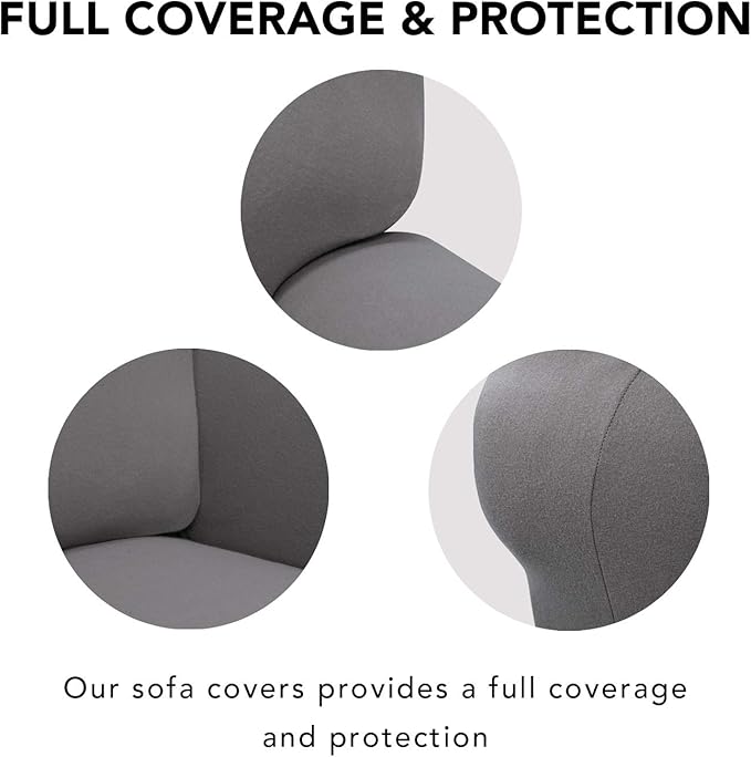 PureFit Super Stretch Sofa Slipcover – Spandex Non Slip Soft Couch Sofa Cover, Washable Furniture Protector with Non Skid Foam and Elastic Bottom for Kids, Pets （Oversized Sofa, Light Gray