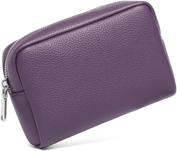Makeup Bag Large Capacity Women's Classic Black Wash Bag Adjustable Partition Wash Brush and Cosmetic Carrying Bag (PU/Anemone Purple)