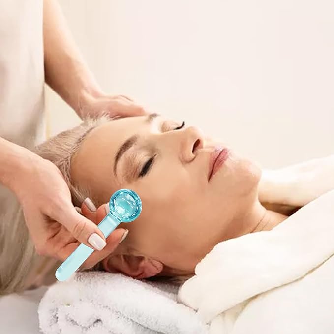 Ice Globes for Face 2PCS - Cold Therapy for Skin Tightening, Anti-Aging & Puffiness (Face/Neck/Eyes) - Light Blue