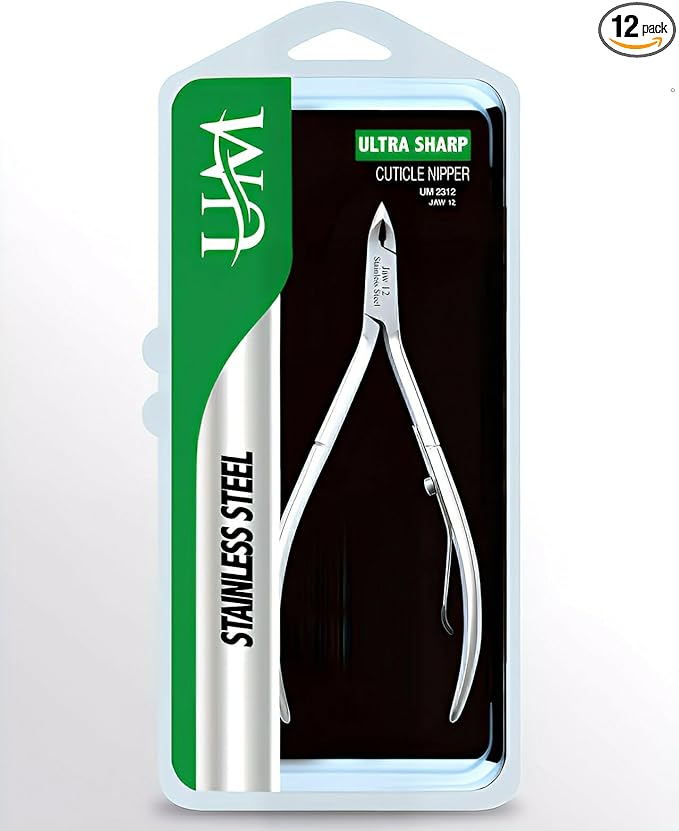 UM Supplies Cuticle Trimmer | Hangnail Remover | Extremely Sharp | Professional Cuticle Nippers | Stainless Steel | Cuticle clippers | Pedicure Manicure Tool (Jaw 12)