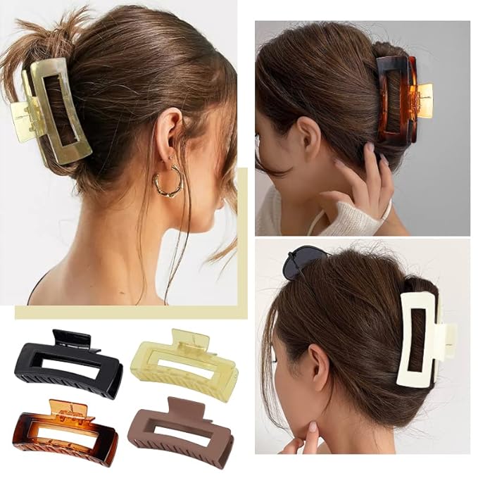 laxizar Hair Claw Clips 8 PCS 4.1 Inch Barrettes Rectangle Shape Clips Fashion Hair Clips
