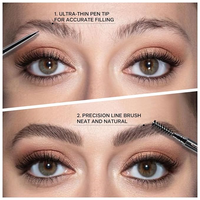 5 Pcs Dual-Sided Auto-rotate Ultra-Fine Tip Eye Brow Pencils Pack,Draws Tiny Precise Brow Makeup, Defines, Fills Brows, Shapes, Contours, Combs, ‌1mm Pen Point (2*Black+2*Tea+Gray)