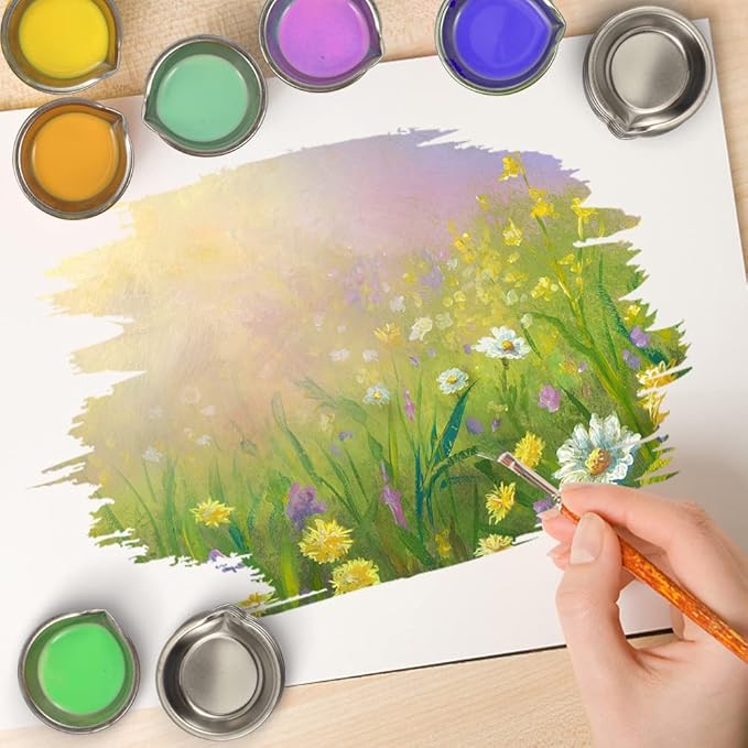 30 PCS Stainless Steel Painting Color Palette, with Mouth 1.7 in Painting Trays Make-Up Pallets Mini Metal Paint Mix Watercolor Palette Set for Artist Art and Crafts Supplies