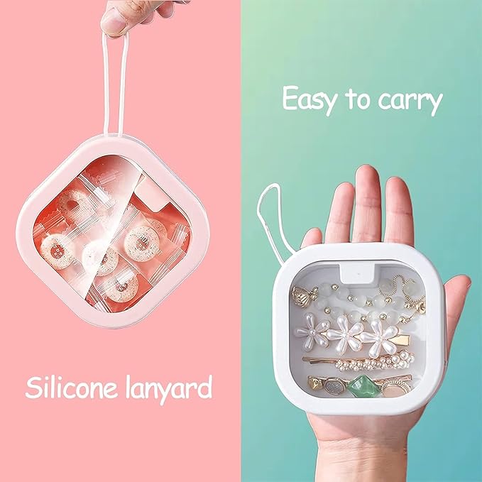 2 Pcs Hair Tie Organizer, Portable Hair Accessory Storage Containers Small Stackable Hair Ties Qtip Travel Holder Cotton Swab Dispenser Hair Accessories Organizer Box (2PCS,white)