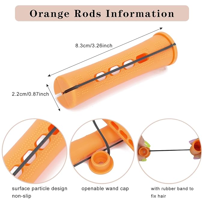 Cold Wave Perm Rods For Long Hair,40PCS Orange Plastic Curling Rods For Short & Natural Hair,DIY Perming Rods For HairStyling(Orange 40Pcs)