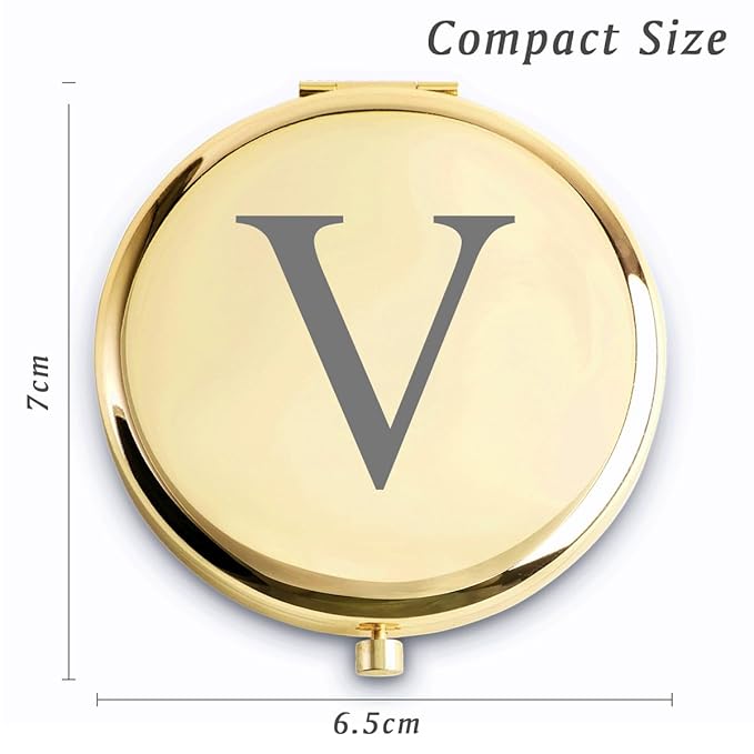 Personalized Gifts for Women Girls Her, Custom Gift for Adult Teen Kid, Initial Monogrammed Compact Mirror for Christmas, Secret Santa, Stocking Stuffers, Graduation, Birthday, Wedding