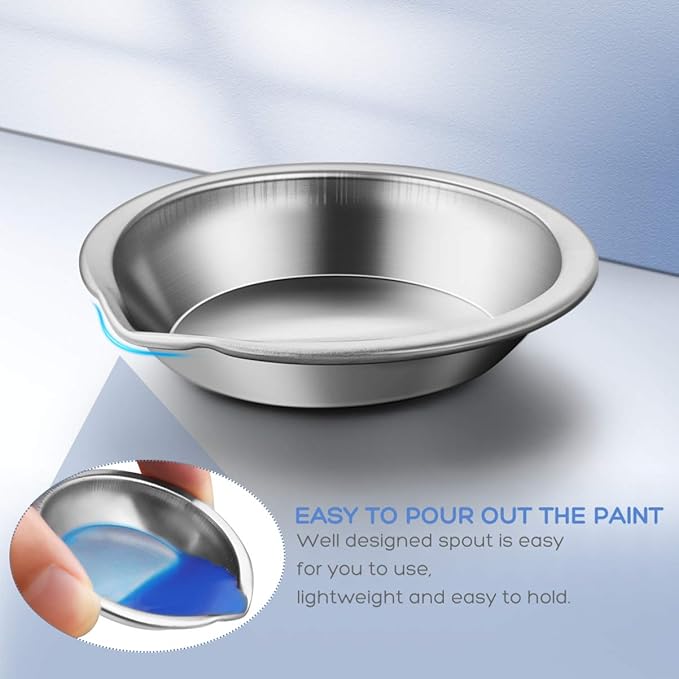 DOITOOL 12 PCS Stainless Steel Painting Color Palette, with Mouth 2 inch Painting Trays Makeup Palette Watercolors Small Round Mixing Palette Paint Tray, Pigment Mixing Cups for DIY Art Craft