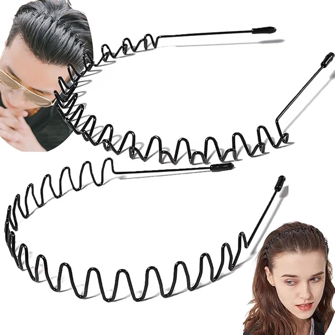 Zig Zag & Wave Metal Headband Set – High & Low Profile Textured Hair Bands | For Thick/Long & Fine/Short Hair | for Yoga Skincare Sport & Daily Use Complete Hair Accessory Gifts