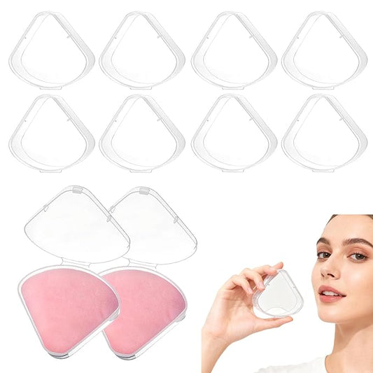 12 PCS Powder Puffs Holder Cases Triangle Makeup Puffs Container Clear Make Up Sponge Storage Reusable Makeup Sponge Container Portable Cosmetic Puff Box Pocket Cosmetic Puff Box for Travel