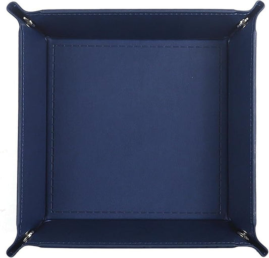 siduater Valet Tray Desktop Storage Organizer – Vegan Leather Catchall Tray Bedside Vanity Tray Nightstand Caddy Holder for Remote Controller, Watch, Keys, Phone, Wallet, Coin, Jewelry, Navy