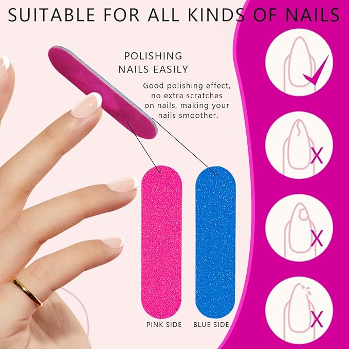 Mini Nail Files Bulk, 200 Pcs Disposable Double Sided Emery Boards Travel Size for Men, Women, Kids (2 Inch)