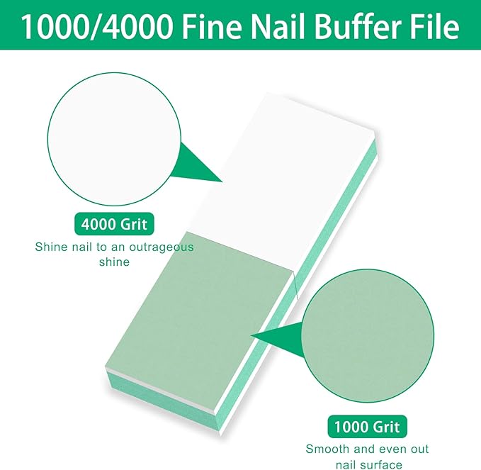 CGBE Nail Buffer Block and Shine Kit, 50 Count Mini Nail Buffer for Polishing Smooth and Shiny Natural Nails Fingernail Mini Buffer Nail File Smoother Buffer Block 1000/4000 Grit - Green