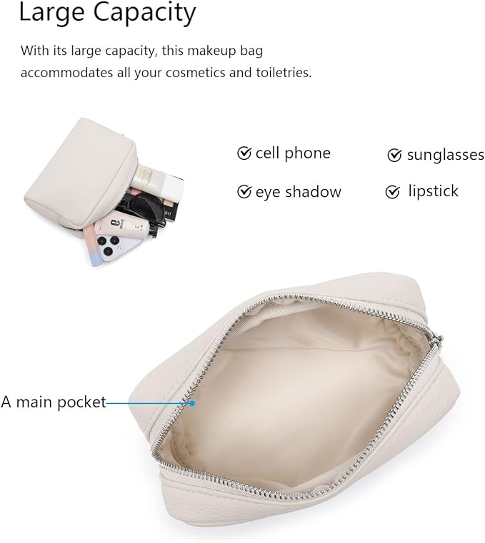 Makeup Bag Large Capacity Women's Classic Black Wash Bag Adjustable Partition Wash Brush and Cosmetic Carrying Bag (PU/French Oak)
