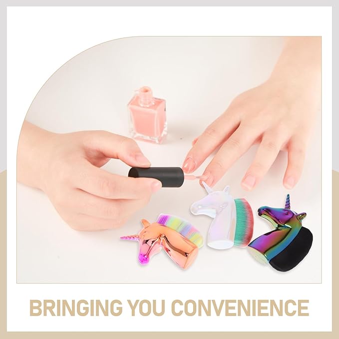3pcs Nail Dust Brush Fan Makeup Brush Nail Clean Fingernail Striper Nail Art Face Foundation Makeup Unicorn Nail Manicure Powder