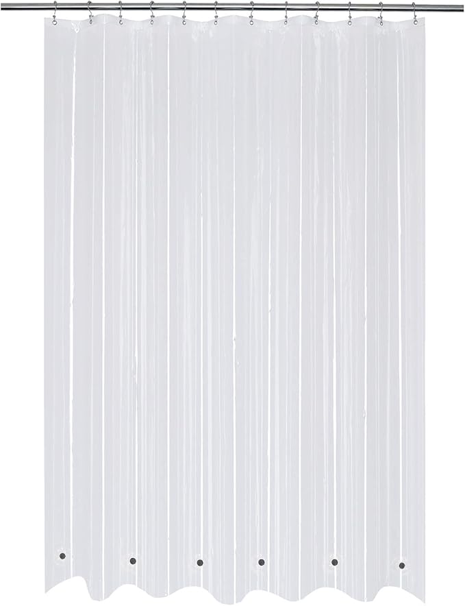 Mrs Awesome 72x96 Extra Long Shower Curtain Liner with 6 Magnets Clear PEVA Thick & Heavy Duty Plastic Shower Curtain for Bathroom, Waterproof, 72 x 96 inches, Clear