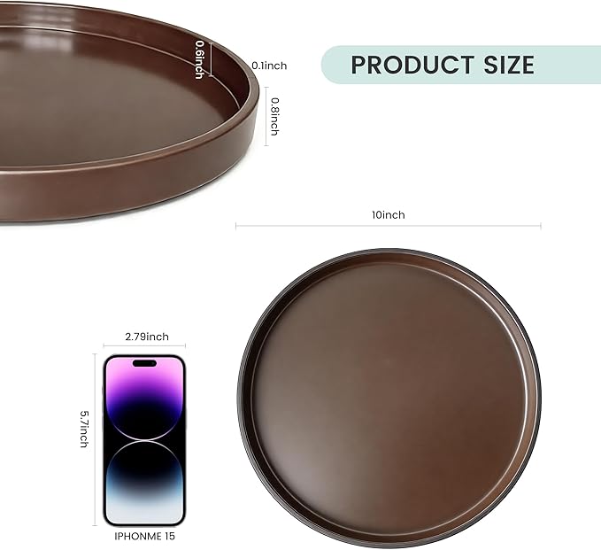 2 Pack 10" Bathroom and Vanity Tray, ABS Bathroom Counter Organizer， Coffee Table Decor for Perfume, Candles, Keys &More. Kitchen Countertop Organizer, Decorative Tray Soap Holder, Brown