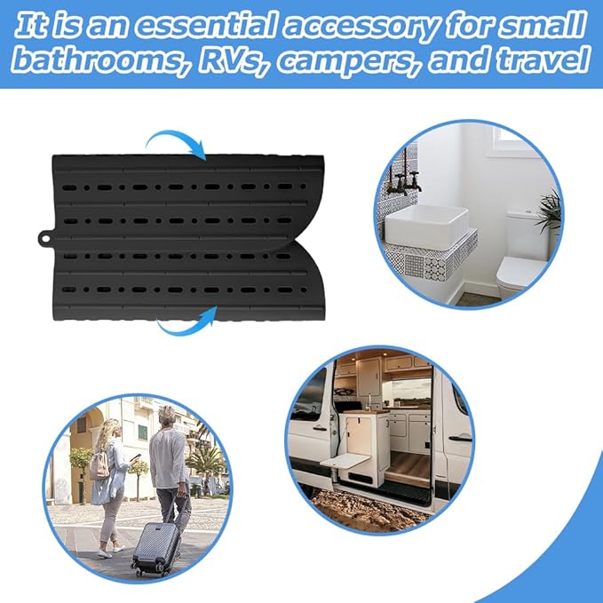 Bathroom Sink Cover for Counter Space With Storage Bag, 22 * 17" Foldable Sink Cover,Silicone Beauty Makeup Brush Cleaning Mat,for Counter Space & Storage Saver(black)