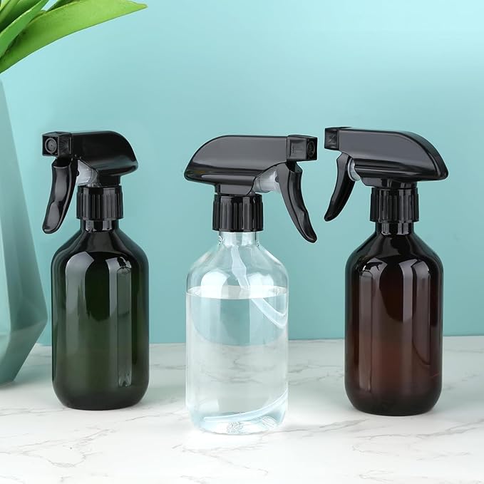 Arkeiliy 2-Pack Leakproof Spray Bottles (300ml/10oz) - Adjustable Nozzle for Fine Mist & Jet Stream | Premium Refillable Plastic Bottles for Hair Styling, Plant Misting, Cleaning Solutions (B+G)