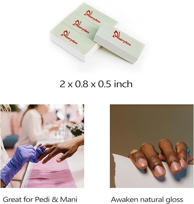 Maryton Mini Nail Buffer Blocks, Disposable Nail Shine Buffers Kit - Green Side for Buffing, White Side for Shinning, 36 Count