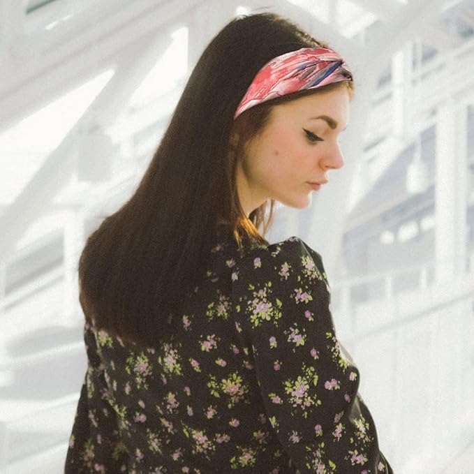 Madison Tyler Boho Headbands | Top Knot With Rhinestones, Non Slip for Workout & Party (Multi Color: Pink, Blue, Tan)