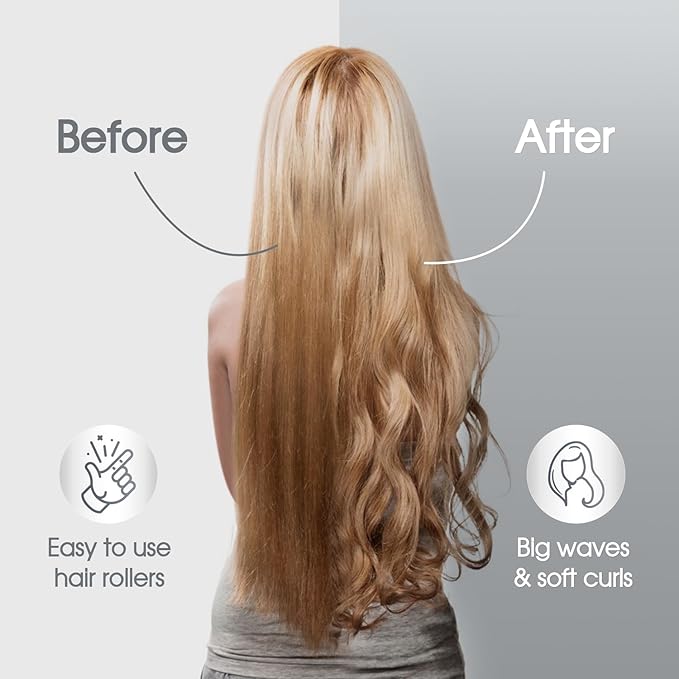 18pcs Self-Grip Heatless Hair Rollers - 3 Sizes for Long, Medium, or Short Hair, Salon-Quality Overnight Curlers