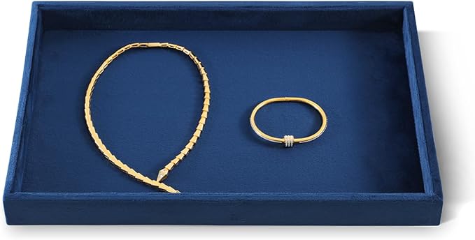 Jewelry Organizers And Storage, Velvet Jewelry Trays,Premium Flat Watch Tray,Luxury Jewelry Display For Vendors,Blue Necklace Display For Selling