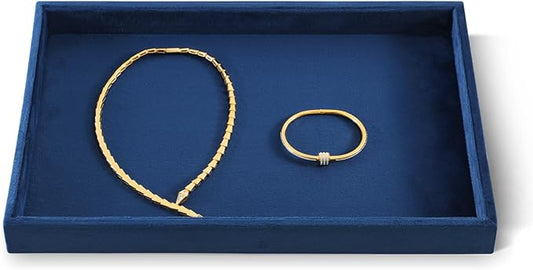 Jewelry Organizers And Storage, Velvet Jewelry Trays,Premium Flat Watch Tray,Luxury Jewelry Display For Vendors,Blue Necklace Display For Selling