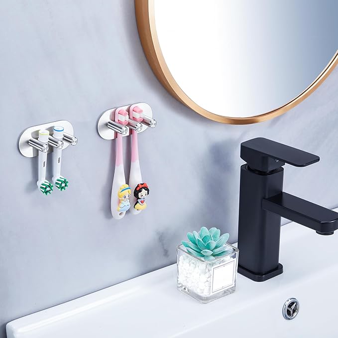 Electric Toothbrush Head Holder for Bathroom Shower, Toothbrush Holders Wall Mounted, Tooth Brushing Holder, Self Adhesive Toothbrush Storage Organizer Toothbrush & Razor Holder (Small)