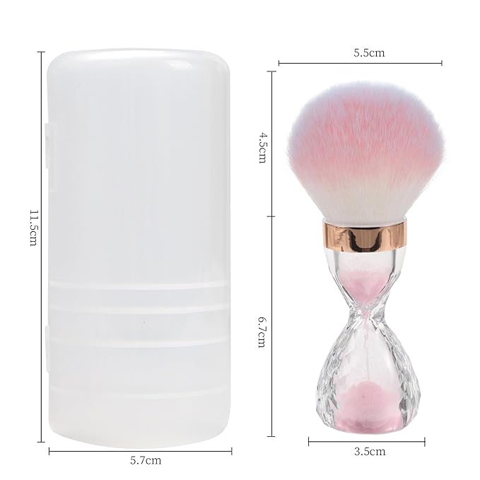 Nail Dust Brush Set, 2 Pack Hourglass Shape with Cases, Soft Dense Hair for Manicure Pedicure (pink)