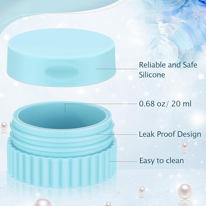 Maxcheck 4 Pcs Travel Containers for Toiletries 0.68 Oz/20 ml Small Silicone Cream Jar with Lid Mini Leakproof Lotion Jar Refillable Travel Cosmetic Container for Face Body Skin Cream (Black and Gray)
