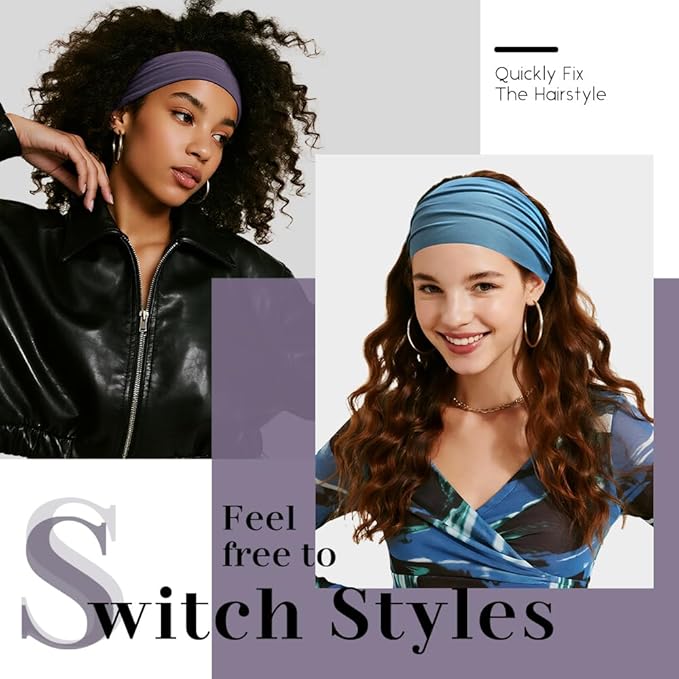Wide Headbands for Women Non Slip, Fabric Head Bands for Women's Hair, Nurse Headbands for Women, Fashion Winter Hair Accessories, 12 Solid Colors