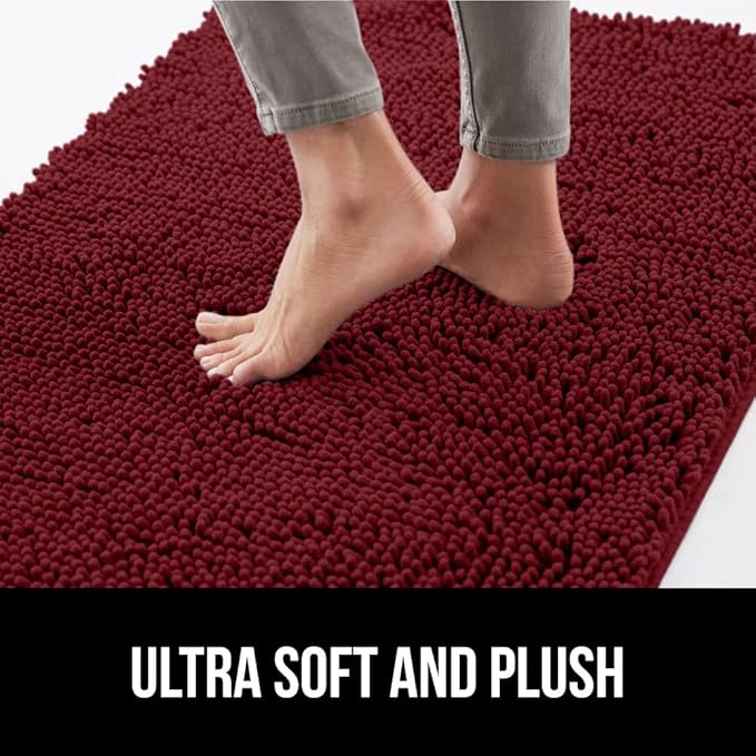 GORILLA GRIP SoakSTOPPER Dog Door Mat, 30x20 Machine Washable Rug Absorbent Doormat Captures Moisture Mud Dirt, Quick Dry Soft Chenille Entryway Rugs Indoor Entrance Mats for Dog Paws, Burgundy