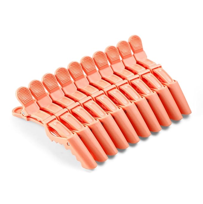 10pcs/set Multicolor Croc Alligator Clips - Transparent Plastic Hair Styling Sectioning Barrettes - Non Slip Professional Salon DIY Accessories - Hairpins (10pcs-Orange)