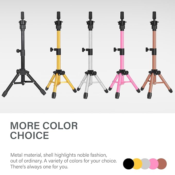 Wig Stand Tripod, 25 Inch Adjustable Mannequin Head Stand, Wig Head Stand for Training Heads And Canvas Block Head (Silvery, Mannequin Head Not Included)