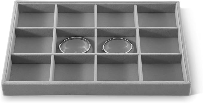 Jewelry Organizer For Drawer, Velvet Jewelry Trays,Premium Watch Tray,Luxury Bracelet Storage,Grey Stackers Jewelry Organizer