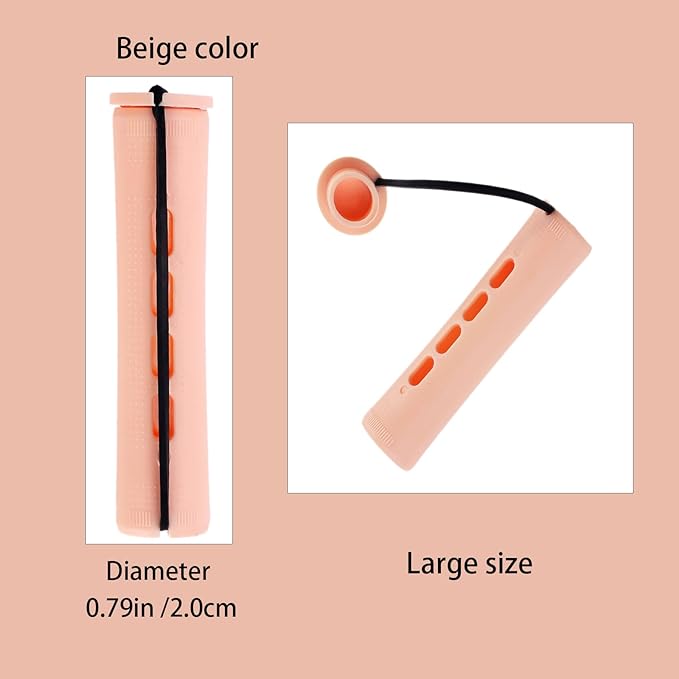 Perm Rods Large Hair Rollers for Natural Long Short Hair Styling Tool Hair Curlers Beige Color