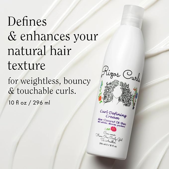 Rizos Curls Curl Defining Cream for Wavy, Curly, Coily Hair – Frizz Control, Defines, Softens, Moisturizes, Adds Shine for 1a–4c Hair Types – Sulfate & Paraben