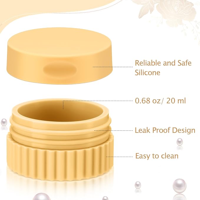 Maxcheck 8 Pcs Travel Containers for Toiletries 0.68 Oz/20 ml Small Silicone Cream Jar with Lid Mini Leakproof Lotion Jar Refillable Travel Cosmetic Container for Face Body Skin Cream (Novel Color)
