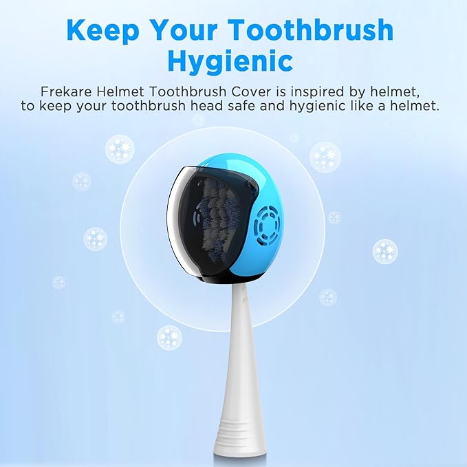 Helmet Toothbrush Covers Caps, Fits Most Manual and Electric Tooth Brushes, 4 Count (White, White, Grey, Black)