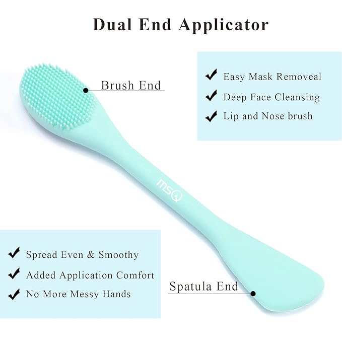MSQ Silicone Face Mask Brush, Soft Facial Cleansing Scrubber, 2 Pack Double-End Facial Mask Brush for Mud, Clay, Charcoal Mixed Mask, DIY, Skincare Applicator Tools (Orange)