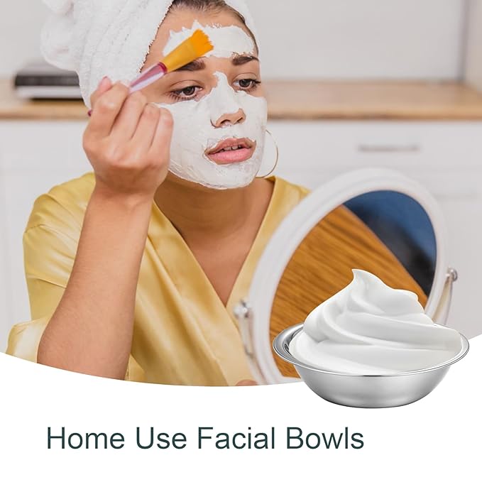 12 Pcs Stainless Steel Facial Mask Mixing Bowl Set 6.3 Inches Wide Esthetician Supplies Facemask Bowl DIY Skin Care Mixing Tool Kit for Lady Women Home Beauty Salon Use