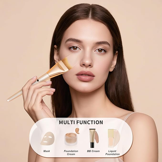 DUcare Flat Foundation Brush for Liquid Makeup, Soft and Fish Tail Shape Bristles for Seamless Application, Ideal for Liquid Foundation Cream