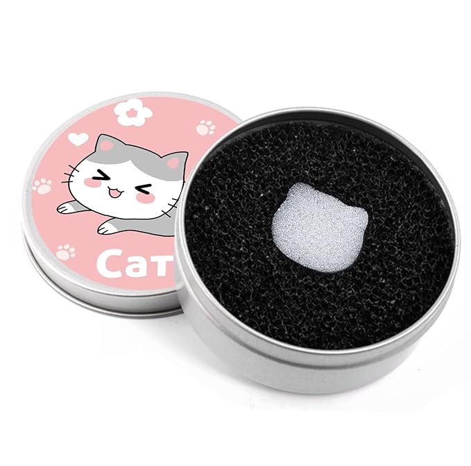 Makeup Brush Cleaner - 4 Pack Color Removal Sponge Brush Cleaner with One Silver Tin and Lid - Stipple Sponge for Quick Color Switch, Travel (Cat)