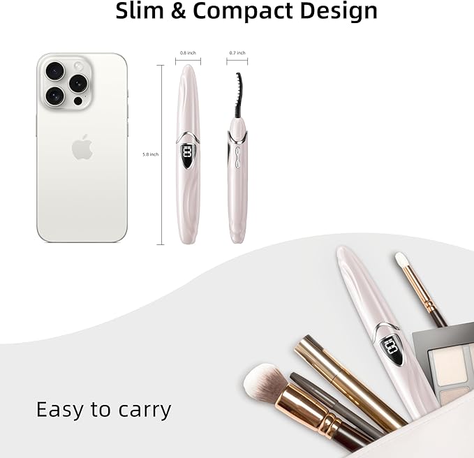 Heated Eyelash Curler, S600 Heated Lash Curler, Accurate Temperature Control Electric Eyelash Curler Heated - Intelligent Power Off, Natural Long Lasting Makeup - Primrose Pink/Silver