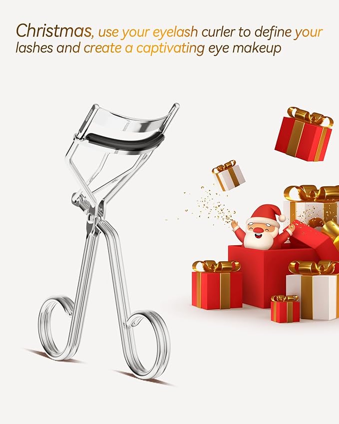Eyelash Curler with Comb, Professional Volumizing Lash Lift Kit Lash Curler with Refill Pads for Home & Travel Uses, Silver